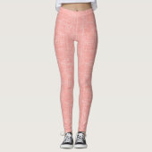 Perzik Tweed Linnen Patroon  Leggings (Voorkant)