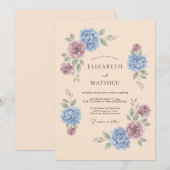 Perzik Verfijnd Bruidsfeest Hydrangea Lente Kaart (Voorkant / Achterkant)