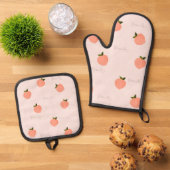 Perzik verfraaien ovenwant & pannenlap set (Top down)
