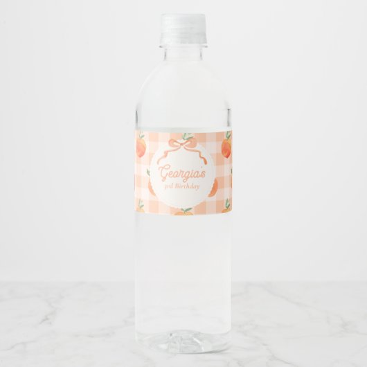 Perzik Verjaardag Water Fles Labels Waterfles Etiket (Voorkant)