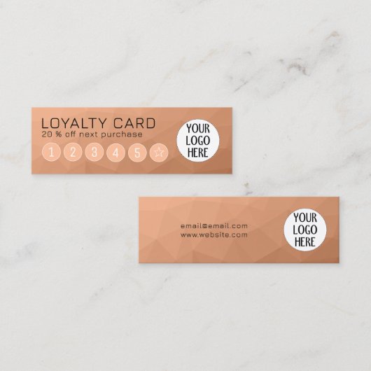 Perzik verloop geometrische mesh patroon aangepast klantenkaartje (Voorkant / Achterkant)