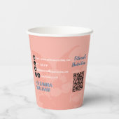 Perzik vervaagd blauw bloeide fitness & voeding papieren bekers (Achterkant)