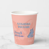 Perzik vervaagd blauw bloeide fitness & voeding papieren bekers (Voorkant)