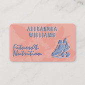 Perzik vervaagd blauw bloeide fitness & voeding visitekaartje (Voorkant)