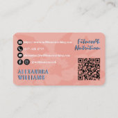 Perzik vervaagd blauw bloeide fitness & voeding visitekaartje (Achterkant)