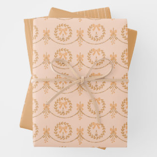 Perzik Victorian Mistletoe en Krans Cadeaupapier