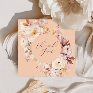 Perzik Vintage Bloemen Herfst Baby Borrel Bedankkaart