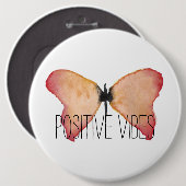 Perzik vlinder met gepersonaliseerde ronde button 6,0 cm (Voorkant /achterkant)