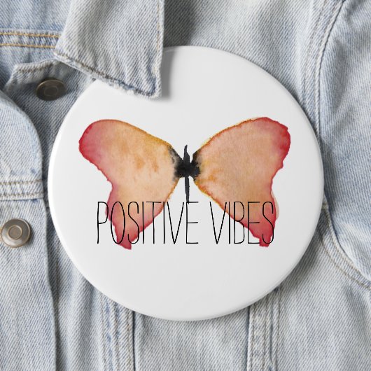 Perzik vlinder met gepersonaliseerde ronde button 6,0 cm (In situ)