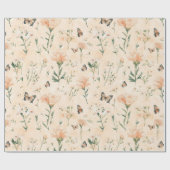 Perzik Vlinders Bloem Bruids Bruiloft Cadeaupapier (Vlak)