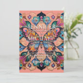 Perzik Vlinders Klassieke Trouw Uitnodigingen (Staand voorkant)