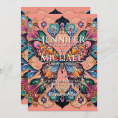 Perzik Vlinders Klassieke Trouw Uitnodigingen (Voorkant / Achterkant)