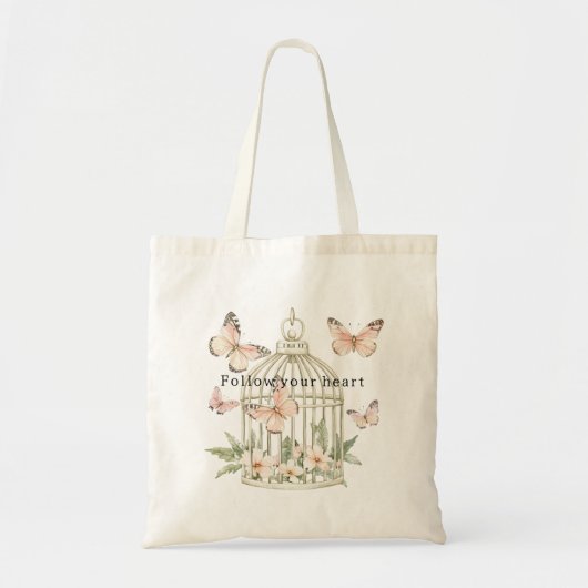 Perzik Vlinders Kooi Bloemstuk Tote Bag (Voorkant)
