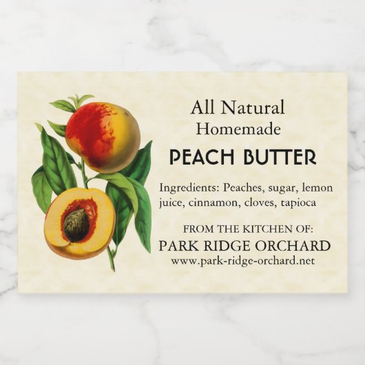  perzik voedselcontainer etiket (Enkel label)