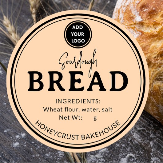 Perzik Voeg Logo Bakkerij Sourdough Brood Sticker