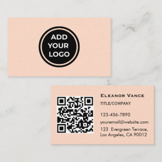 Perzik Voeg uw logo toe Zakelijke kaart met QR-cod Visitekaartje