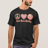 Perzik Vrede Liefde Bowling Charme T-shirt (Voorkant)