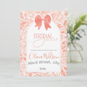 perzik-vrijgezellenfeest kaart (Staand voorkant)