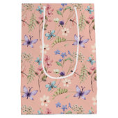 Perzik Vrouwelijke Waterverf Wildflower Pattern Medium Cadeauzakje (Achterkant)