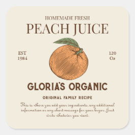  perzik vruchtensap op maat productetiket vierkante sticker