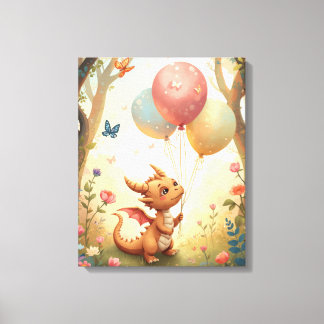 Perzik-watercolor babyslakonijnenballonnen kinderk canvas afdruk