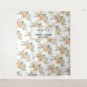 Perzik watercolor bloemen bloem bruidsdouche wandkleed (Voorkant)
