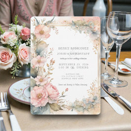 Perzik Watercolor Bloemen Bruiloftsinvatie Kaart