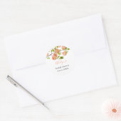 Perzik Watercolor Bruiloftsborrel  Ronde Sticker (Envelop)