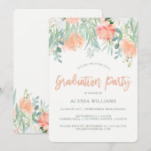 Perzik Waterverf Bloem | Afstudeerfeest Kaart (Voorkant / Achterkant)