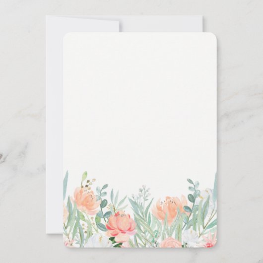 Perzik Waterverf Bloem | Afstudeerfeest Kaart (Achterkant)