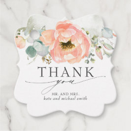 Perzik Waterverf Bloem Bruiloft Dank u Bedankjes Labels