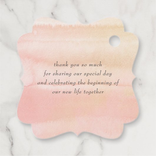 Perzik Waterverf Bloem Bruiloft Dank u Bedankjes Labels (Achterkant)