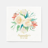 Perzik Waterverf Bloemen Baby shower Servet (Voorkant)