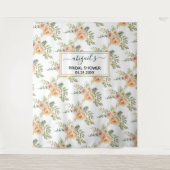 Perzik waterverf bloemen bloem bruidsdouche wandkleed (Voorkant)