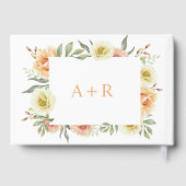 Perzik waterverf bloemen bloemenbruiloft gastenboek (Achterkant)