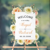 Perzik waterverf bloemen bloemenbruiloft welkom acryl bord (Neutraal)