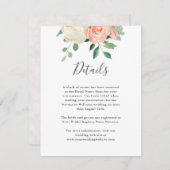 Perzik Waterverf Bloemen Bruiloft Details Info Informatiekaartje (Voorkant / Achterkant)