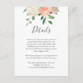 Perzik Waterverf Bloemen Bruiloft Details Info Informatiekaartje (Voorkant)