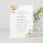 Perzik Waterverf Bloemen bruiloft repetitie diner Kaart (Staand voorkant)
