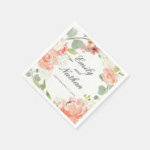 Perzik Waterverf Bloemen Bruiloft Servet (Hoek)