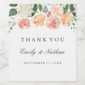 Perzik Waterverf Bloemen Bruiloft Wijn Label Etiket (Enkel label)