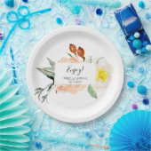 Perzik Waterverf Bloemen Dessert Tafel Bruiloft Papieren Bordje (Feest)