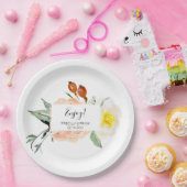 Perzik Waterverf Bloemen Dessert Tafel Bruiloft Papieren Bordje (Feest)