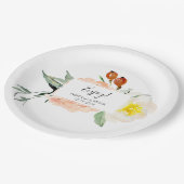 Perzik Waterverf Bloemen Dessert Tafel Bruiloft Papieren Bordje (Gekanteld)