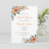 Perzik Waterverf Bloemen Elegant Vrijgezellenfeest Kaart (Staand voorkant)