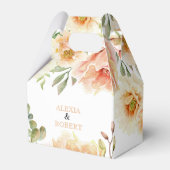 Perzik waterverf bloemen en bladeren bruiloft bedankdoosjes (Voorkant Zijde)