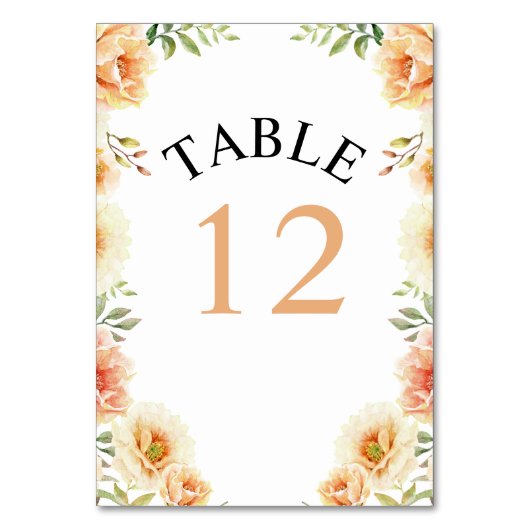 Perzik waterverf bloemen en bladeren bruiloft kaart (Voorkant)