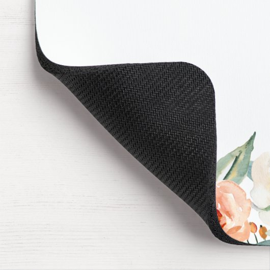 Perzik Waterverf Bloemen Girly Monogrammed Muismat (Hoek)