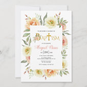 Perzik waterverf bloemen meisje bloemendoop kaart (Voorkant)