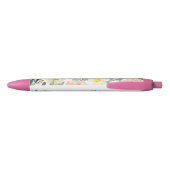 Perzik Waterverf Bloemen met Monogram Naam Zwarte Inkt Pen (Achterkant)